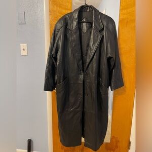 Preston & York genuine leather floor length coat size L
